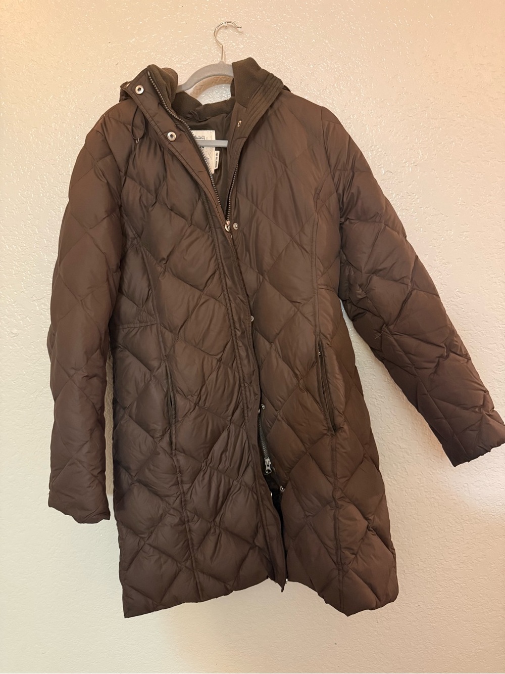 Eddie Bauer Quilted Hooded Long Puffer Coat - Brown